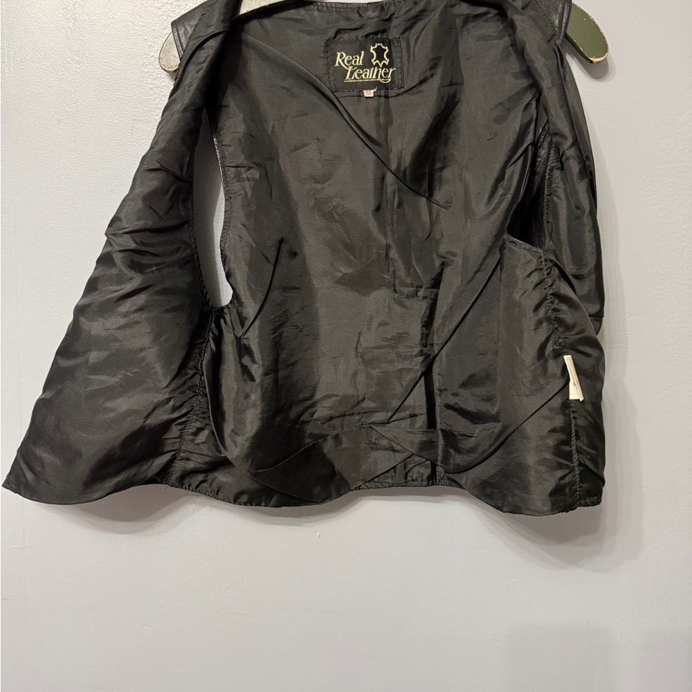 Real Leather Black Vest ( measurements posted - Picture 3 of 10